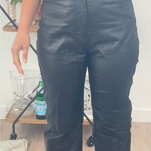 House of CB Black Straight-Leg Faux Leather Pants